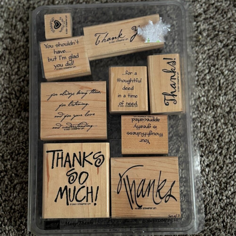 Set Of 9 STAMPIN' UP Thank You Expressions 2001 Stamp Kit